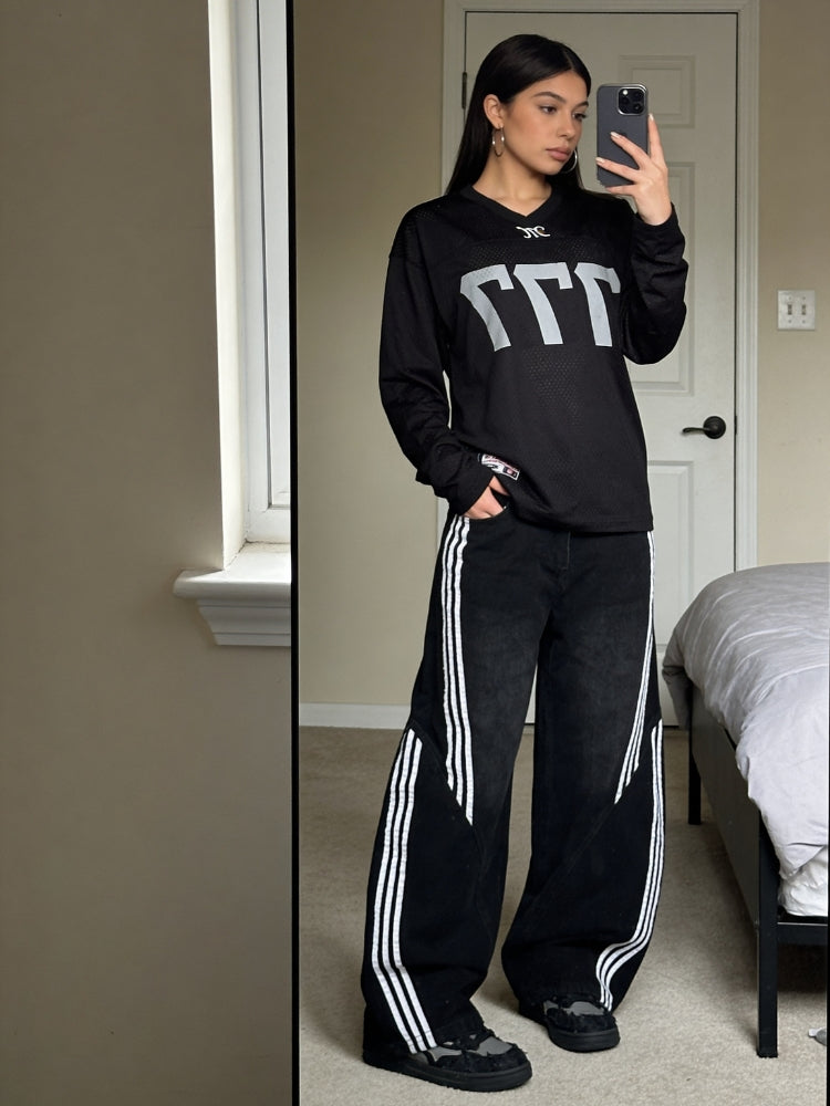 DCRB Striped Barrel Denim Jeans