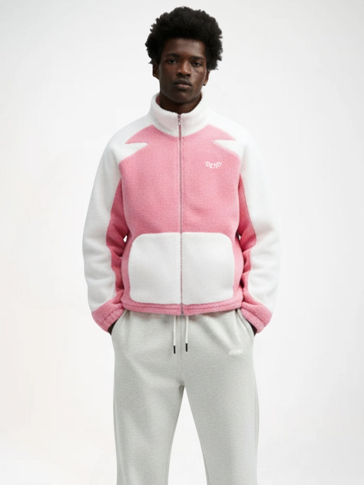 DCRB Two Tone Sherpa Fleece Jacket Pink