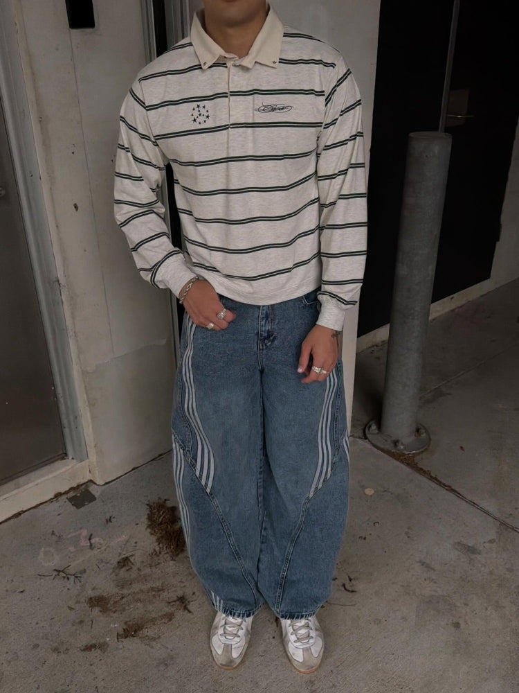 DCRB Striped Barrel Denim Jeans