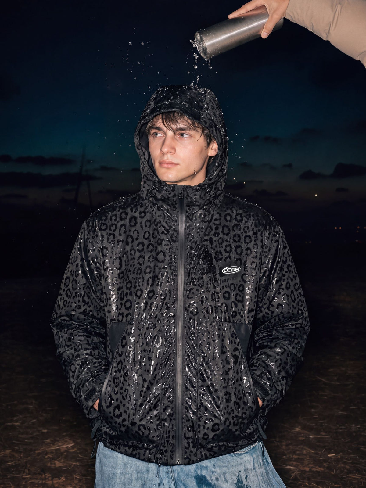 DCRB Black Water Reactive Cheetah Rain Jacket