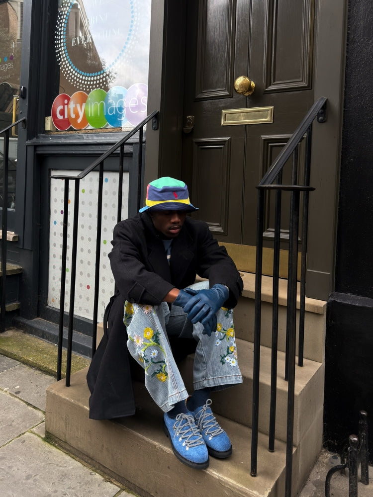 DCRB Baggy Washed Flower Denim Jeans