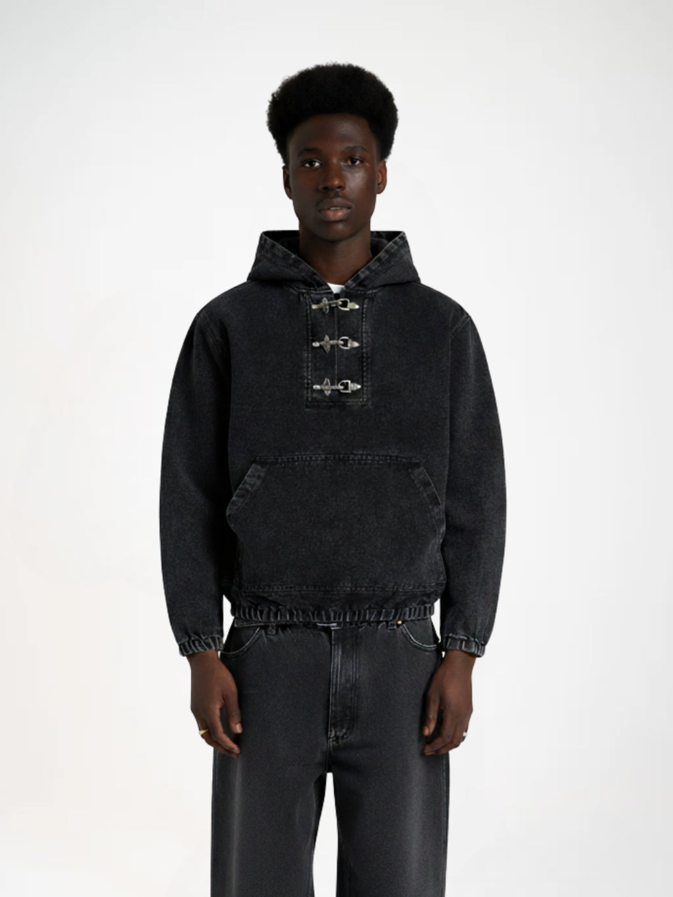 DCRB Toggle Front Washed Denim Hoodie