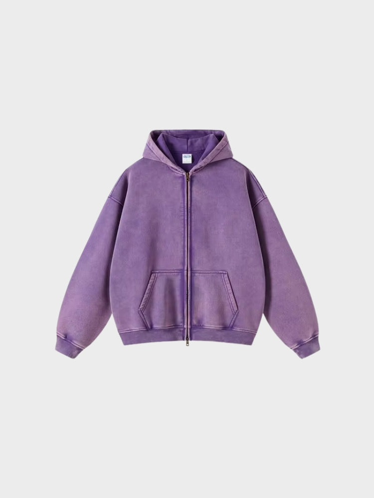 Decarba Washed Hoodie with Zipper