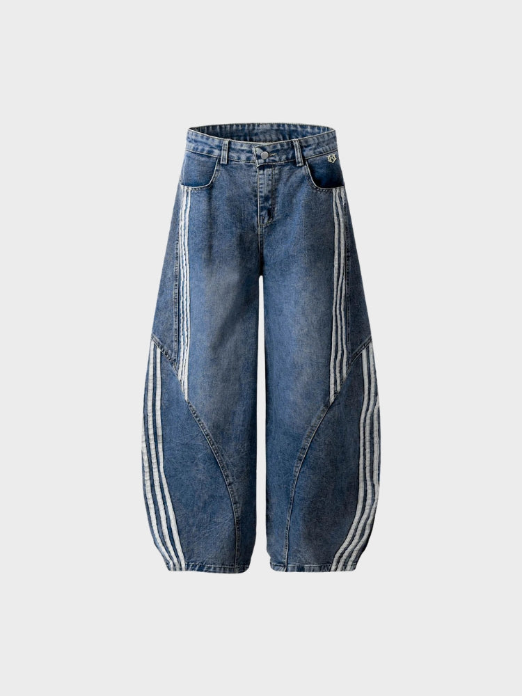 DCRB Striped Barrel Denim Jeans