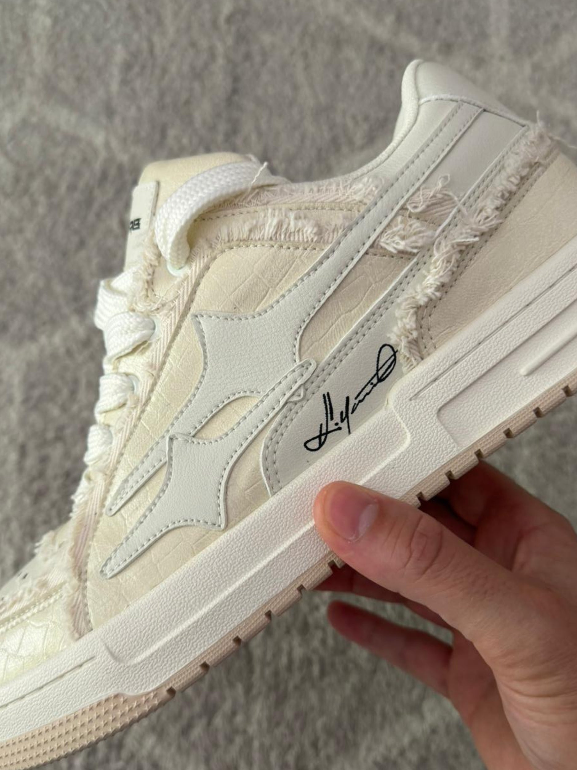 DCRB Ivory Croc Low Sneakers