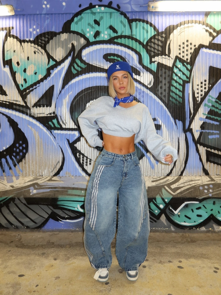 DCRB Striped Barrel Denim Jeans