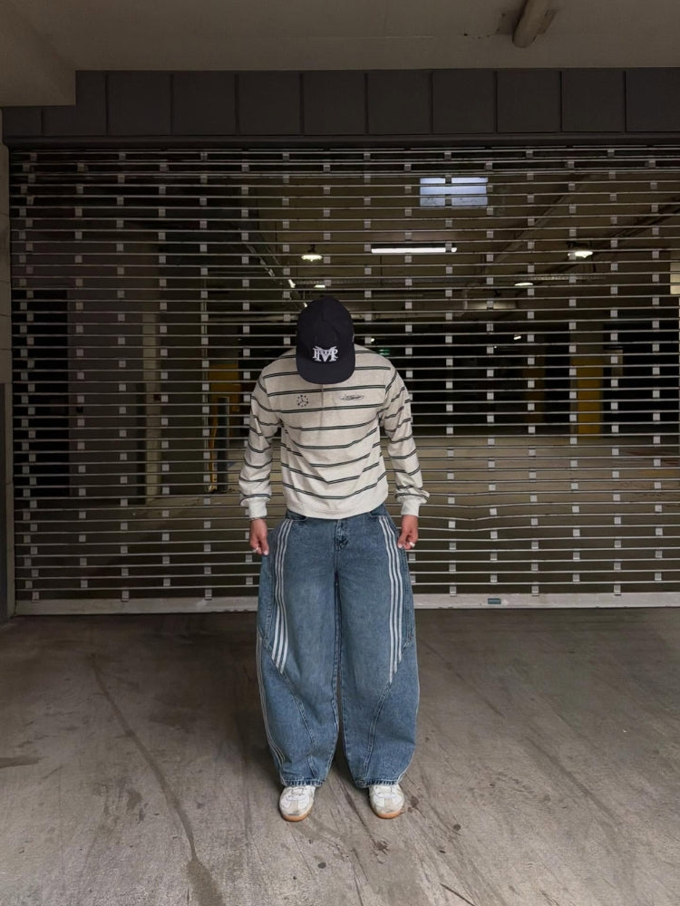 DCRB Striped Barrel Denim Jeans