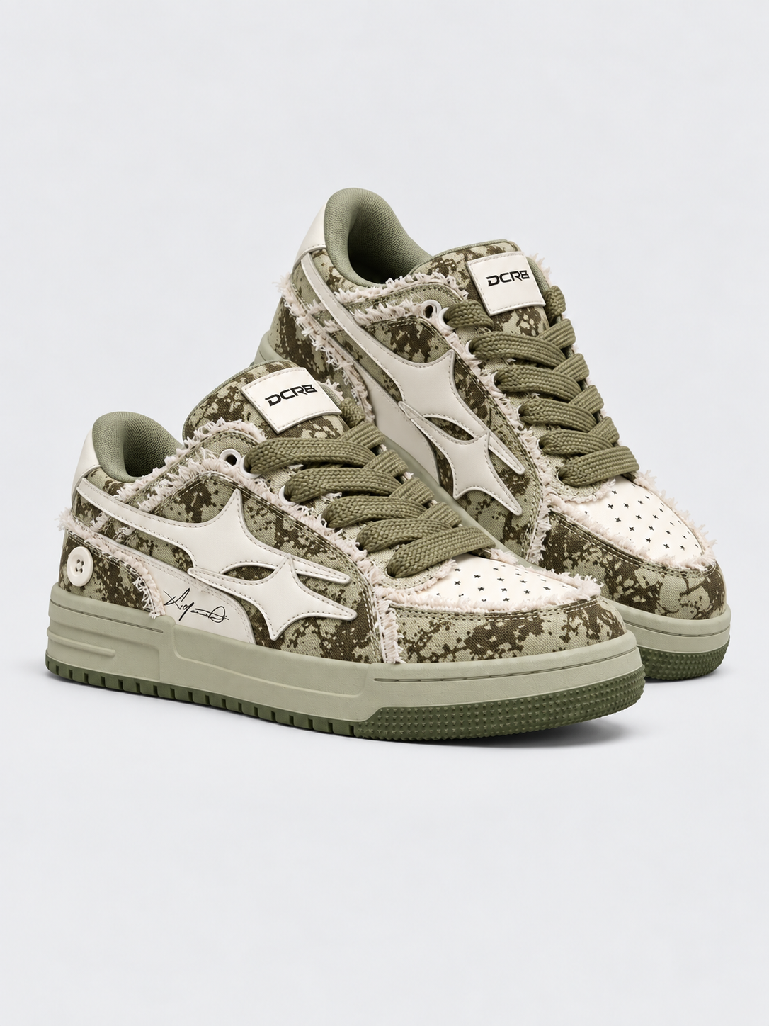 DCRB Army Green Distressed Sneakers