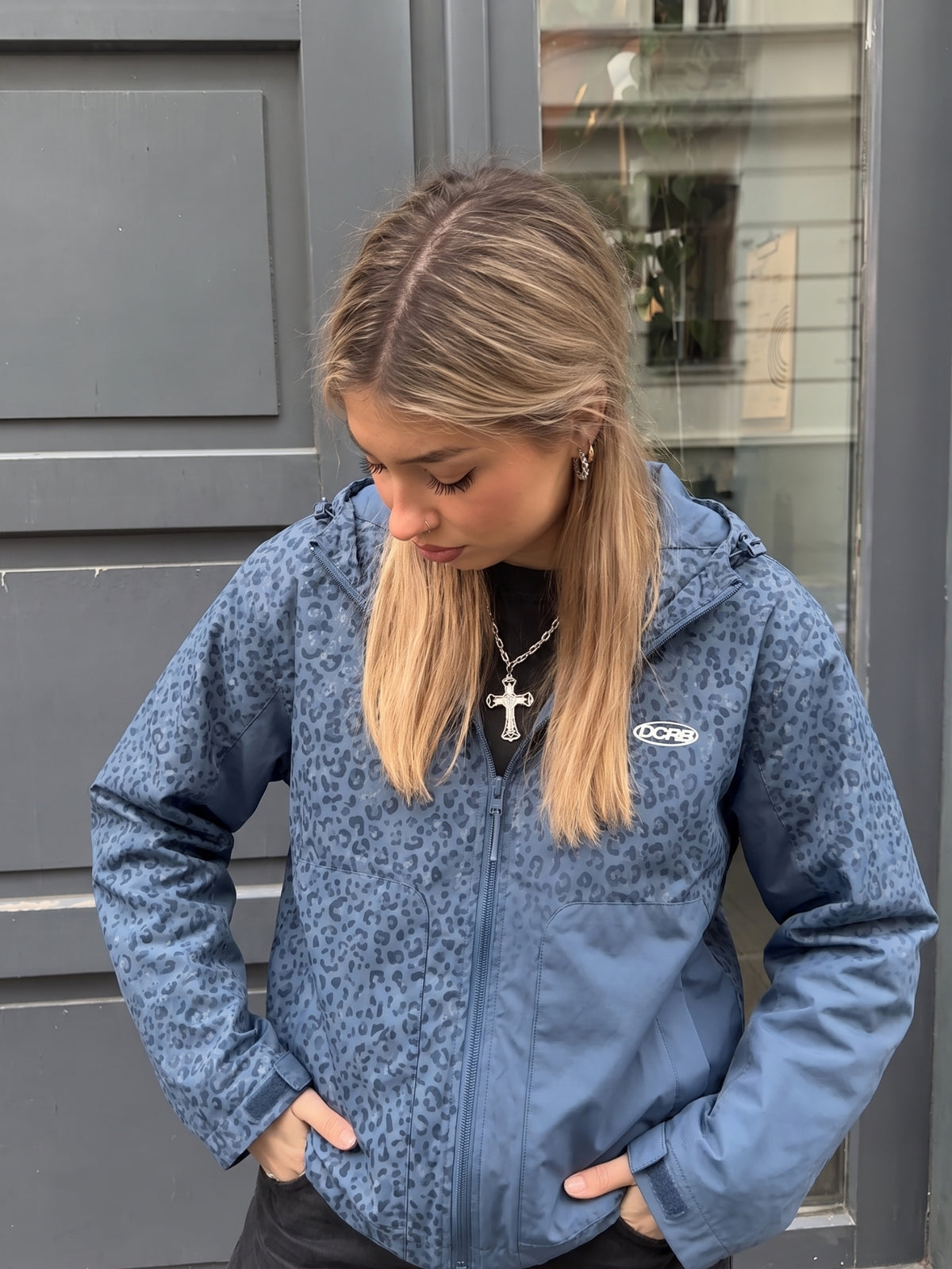 DCRB Blue Water Reactive Cheetah Rain Jacket