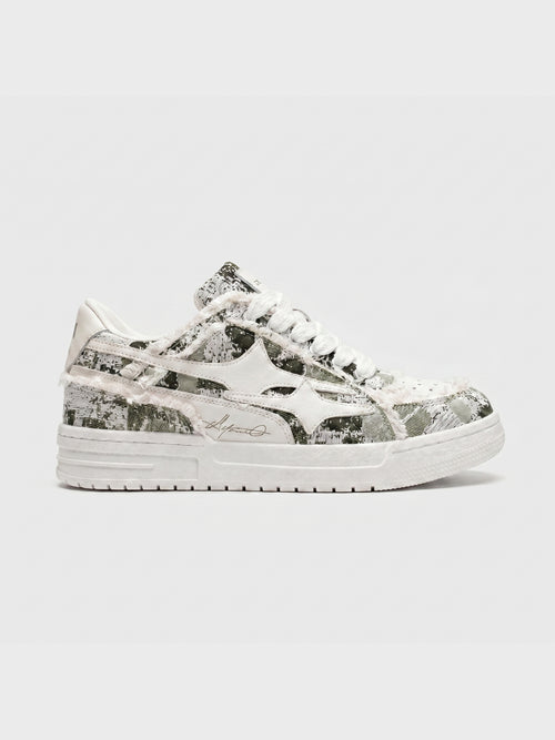 DCRB Broken Camo Green Sneakers in Camo Green