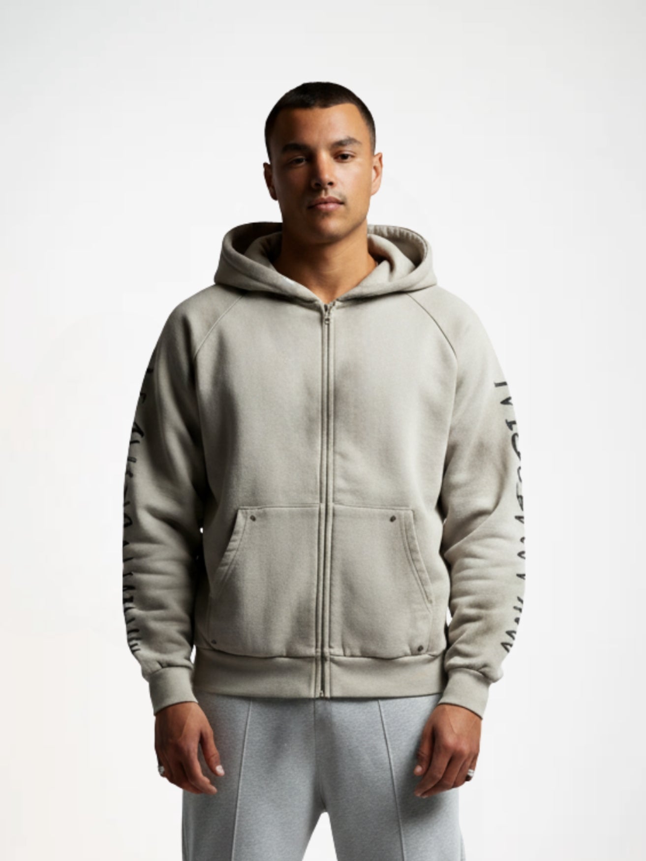 DCRB Distressed Material Zip-Up