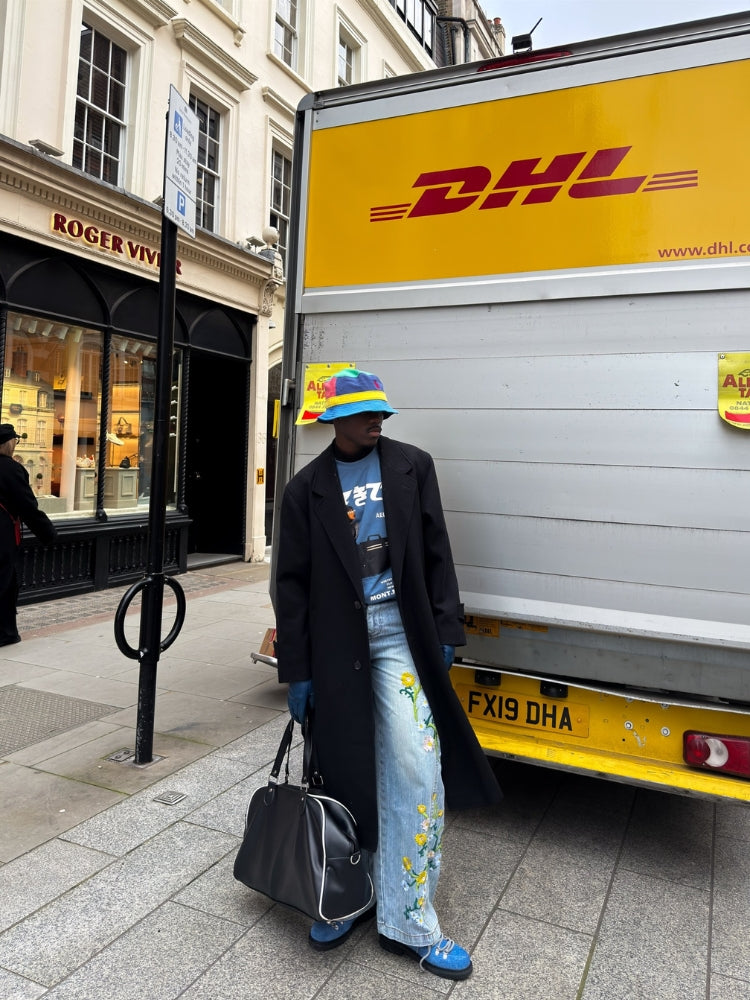 DCRB Baggy Washed Flower Denim Jeans