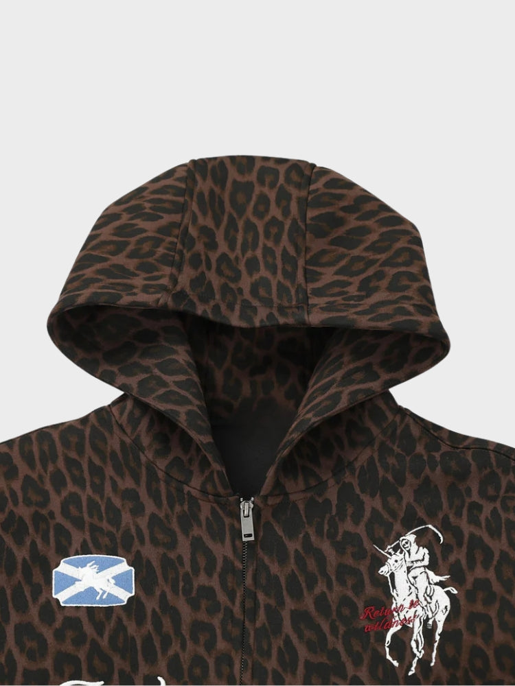 DCRB Leopard Crest Zip Hoodie