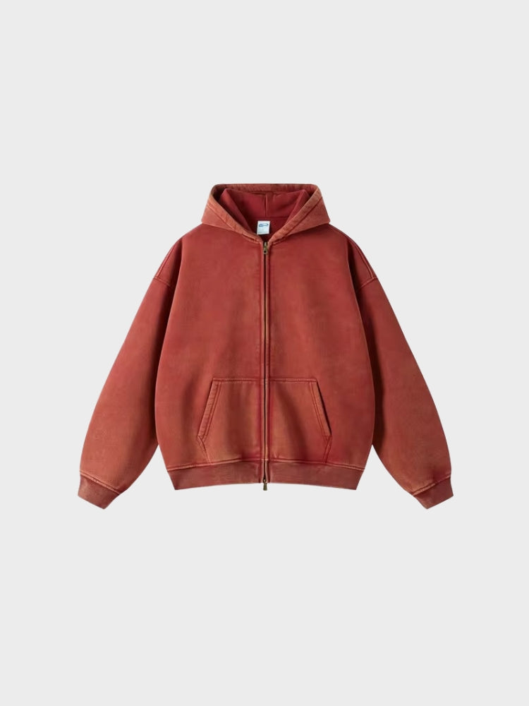 Decarba Washed Hoodie with Zipper