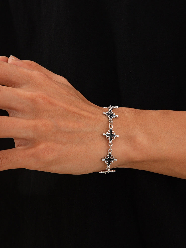DCRB Black Cross Silver Bracelet