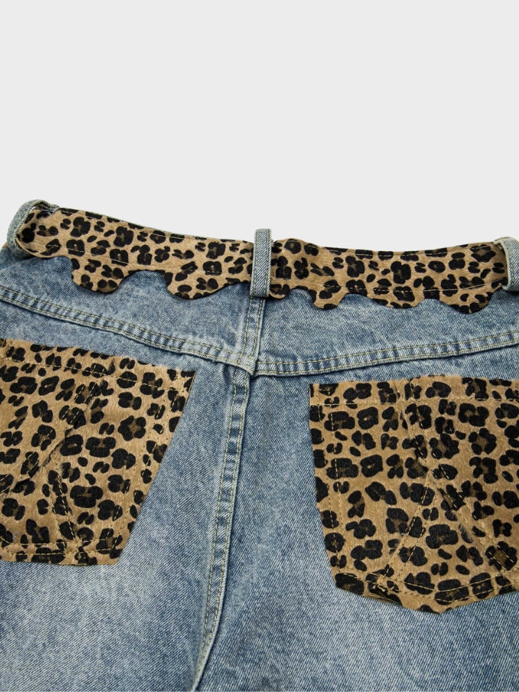 DCRB Ripped Leopard Denim Jorts