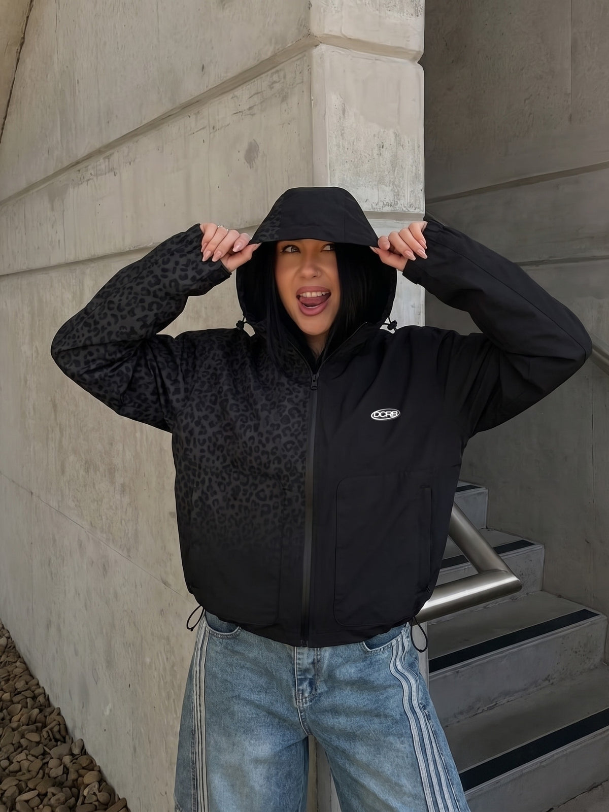 DCRB Black Water Reactive Cheetah Rain Jacket