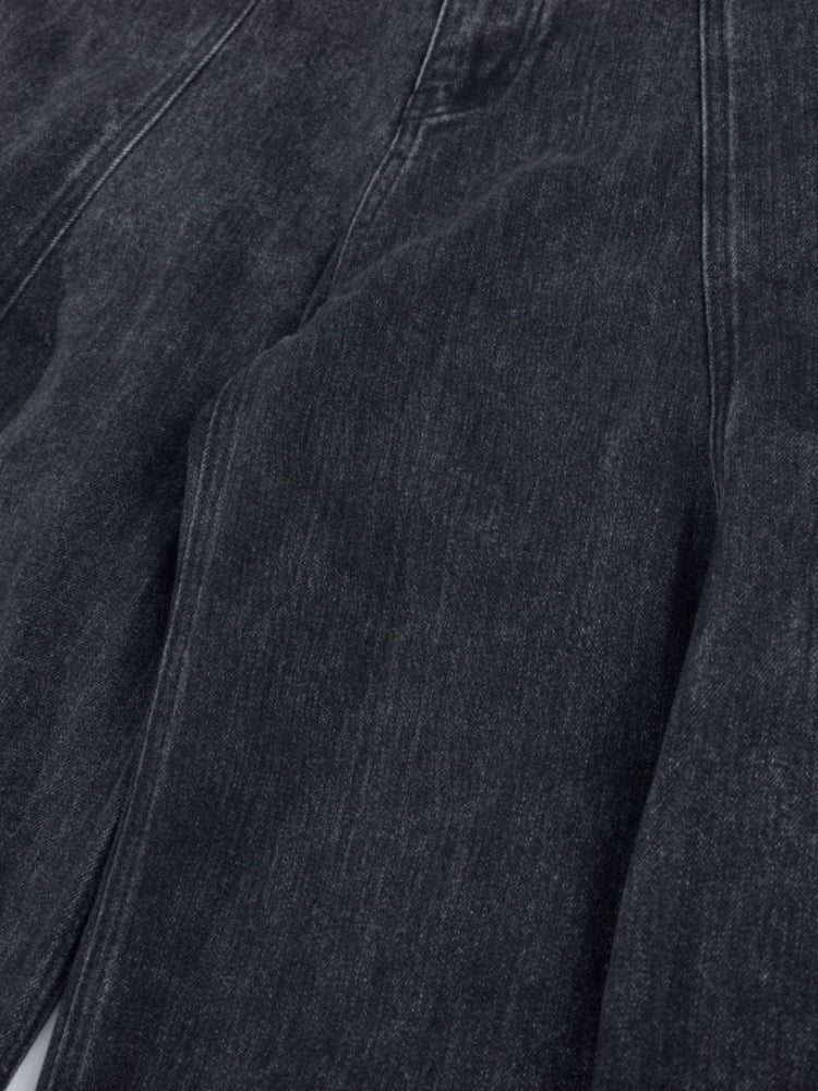 DCRB Black Washed Pleated Denim Jeans