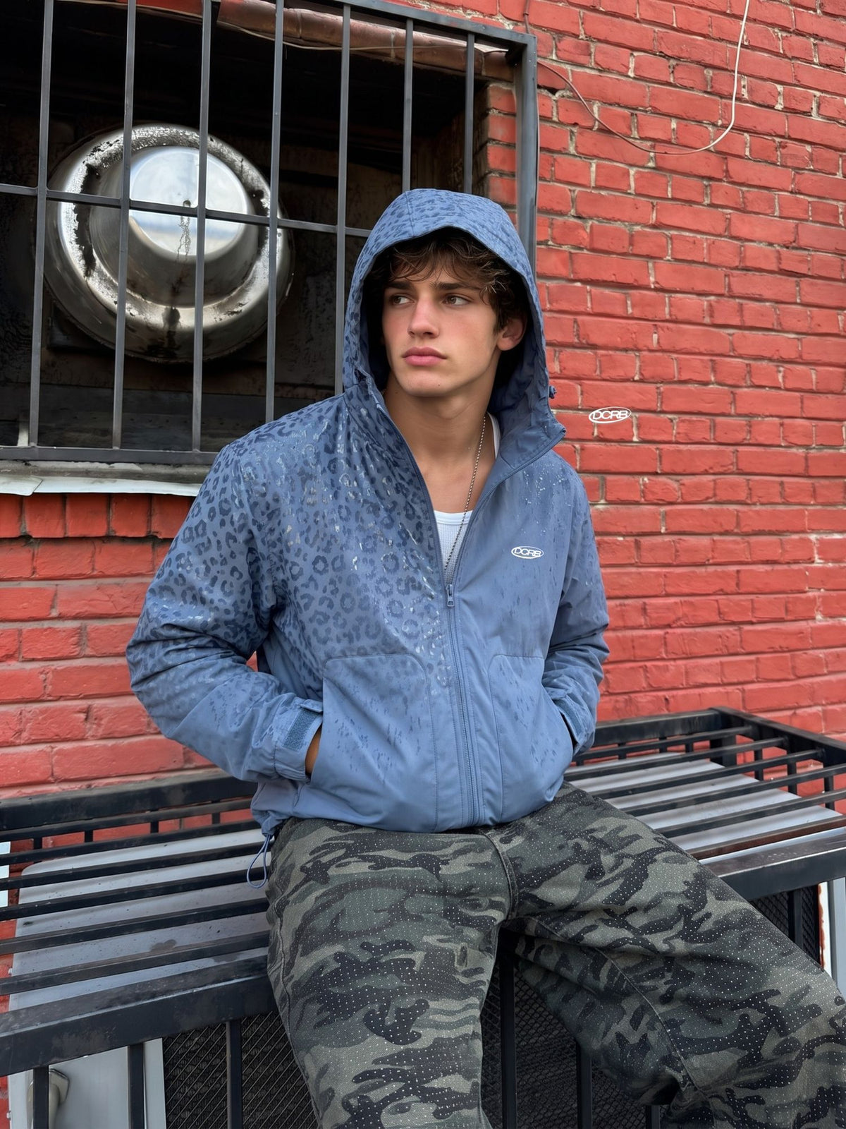 DCRB Blue Water Reactive Cheetah Rain Jacket
