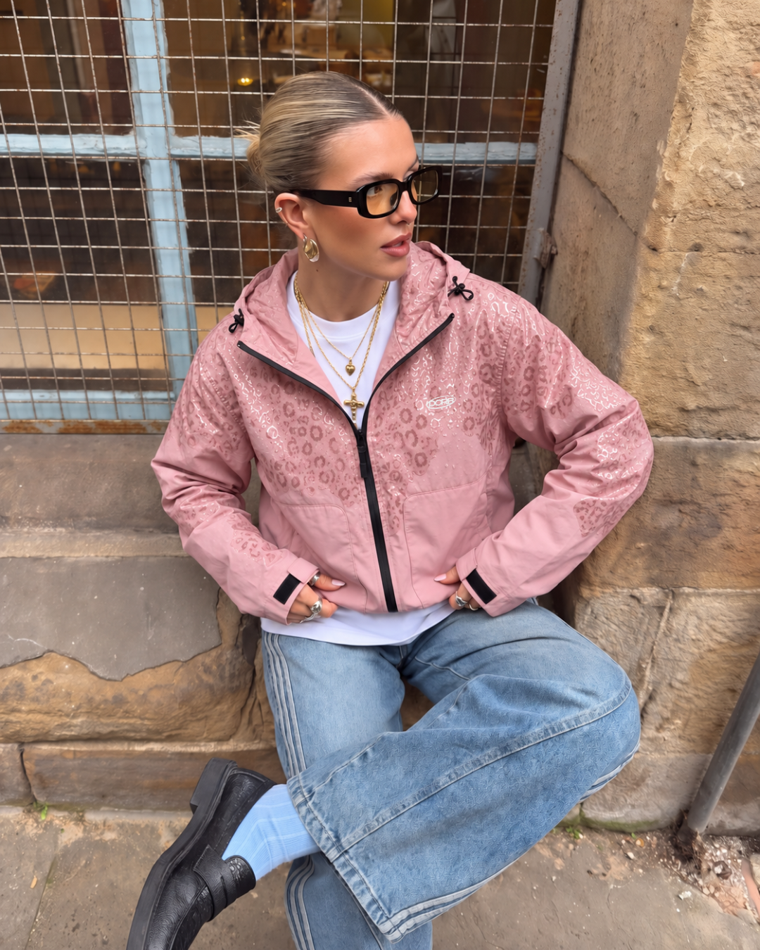 DCRB Pink Water Reactive Cheetah Rain Jacket