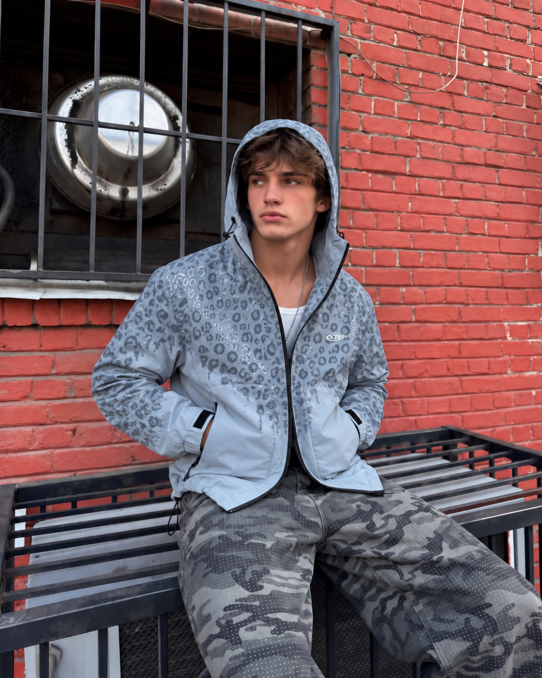 DCRB Blue Water Reactive Cheetah Rain Jacket