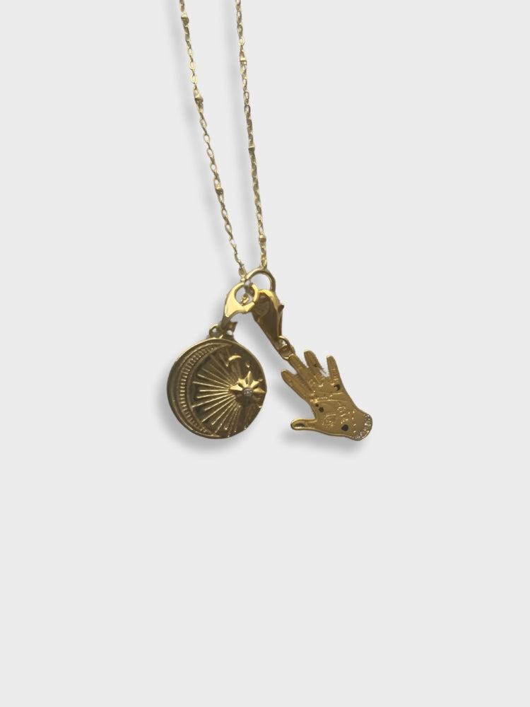 DCRB Hand & Moon Golden Necklace