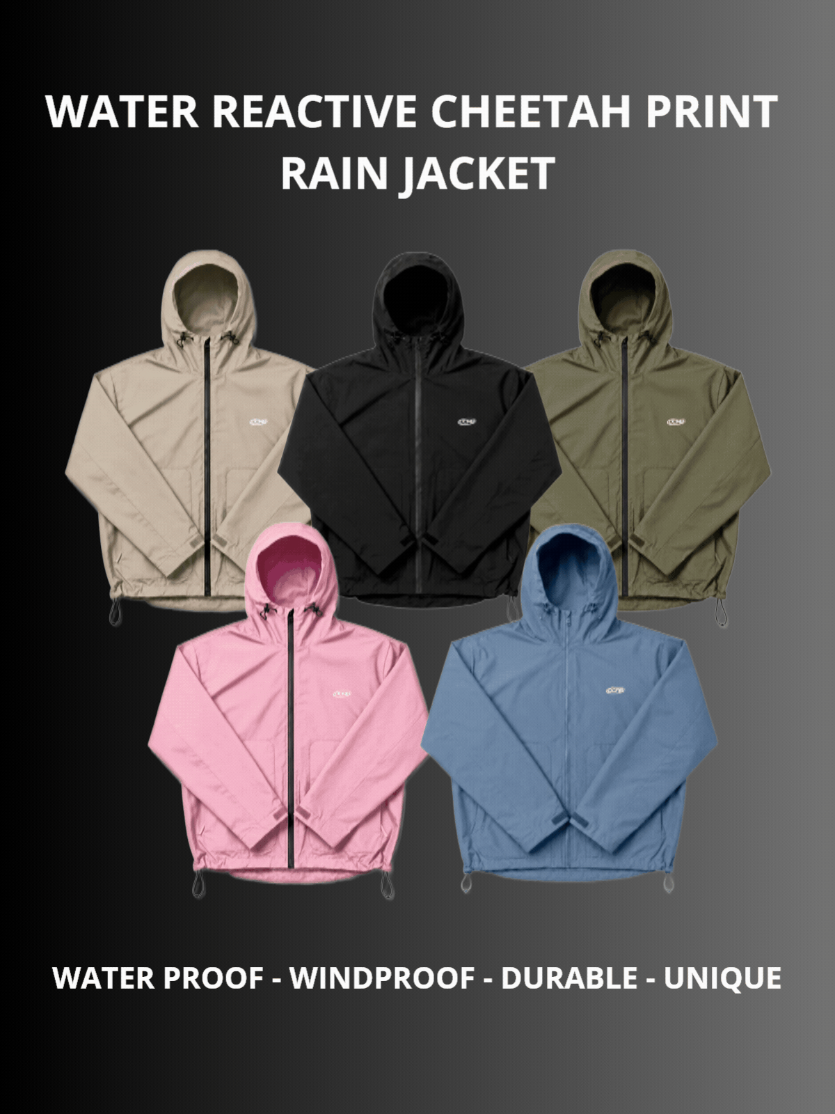 DCRB Beige Water Reactive Cheetah Rain Jacket