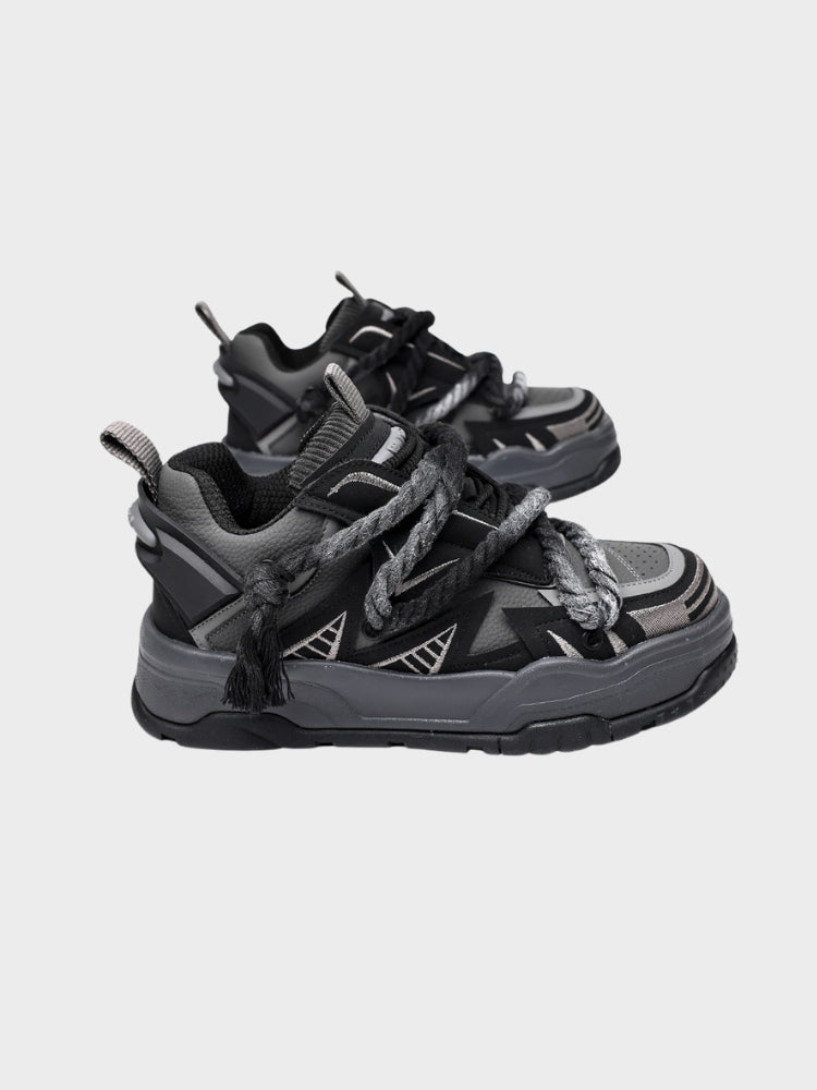 Black Wroped Laced Sneakers