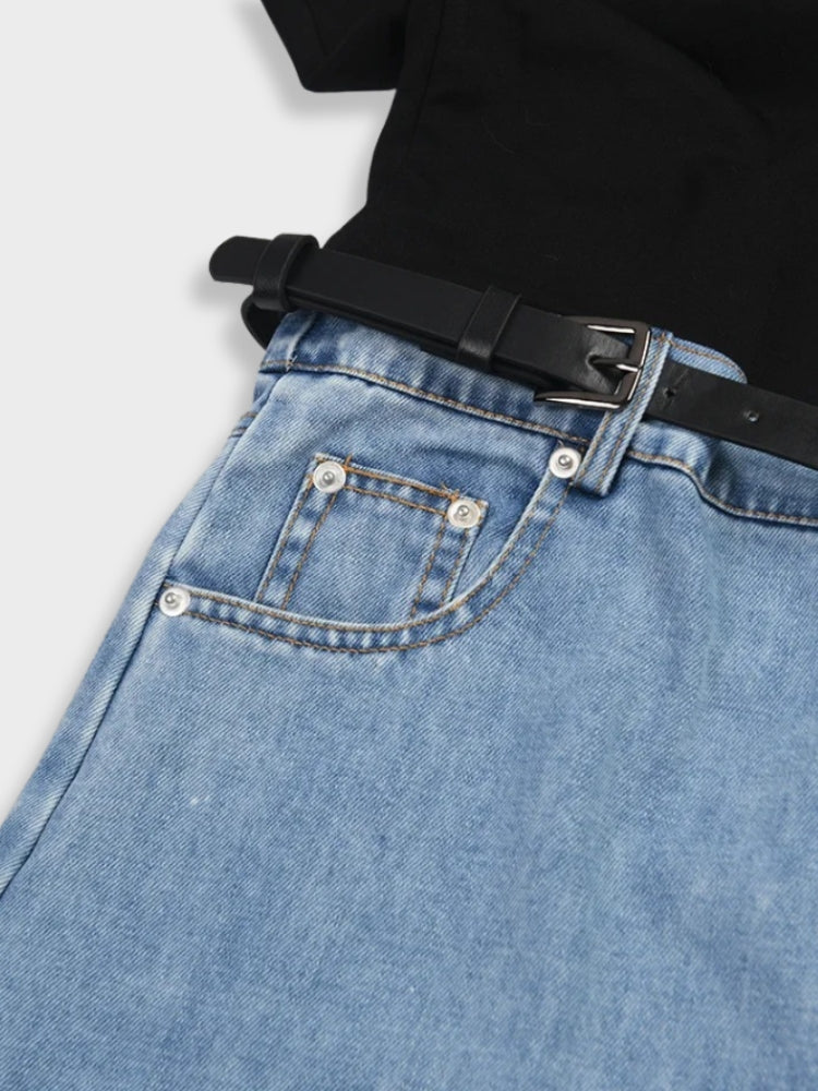 High Wait Half Denim Jeans