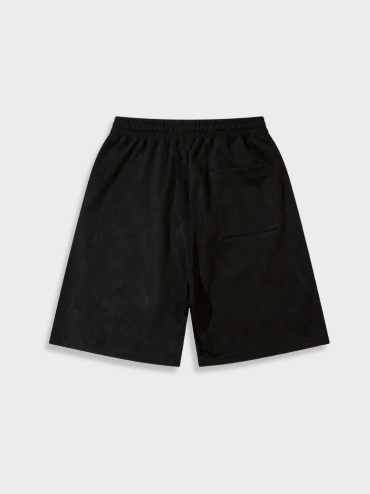 Black Suede Streetwear Shorts