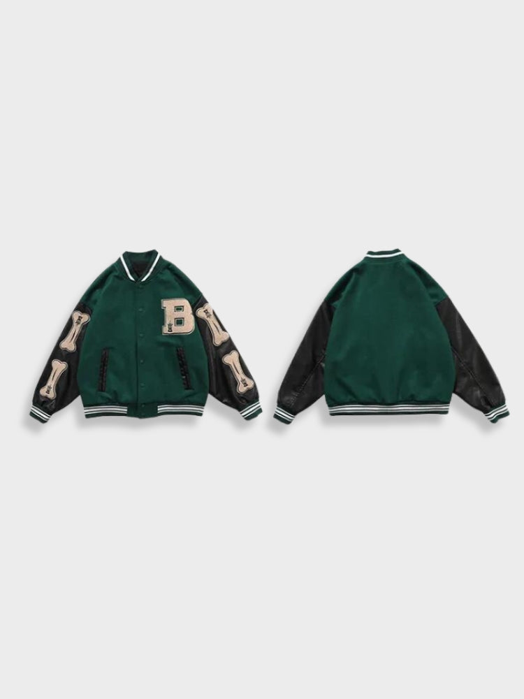 Vintage Varsity Jacket Bone Green